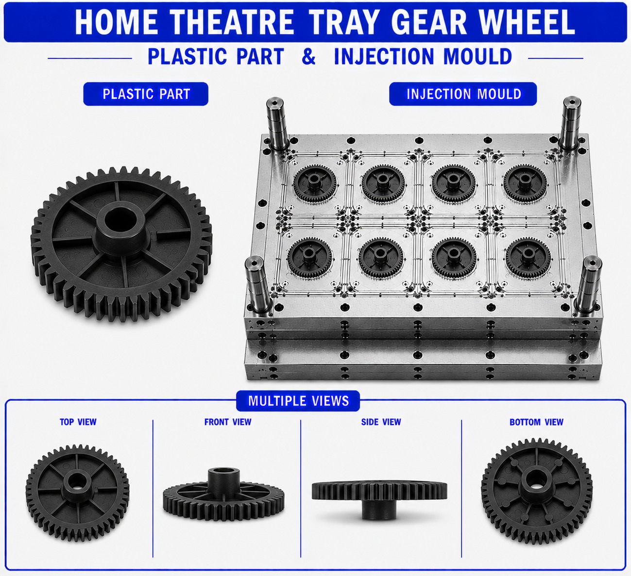 Home Theatre Plastic Tray Gear Wheel Mould and Moulding Service